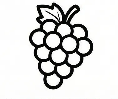 a black and white drawing of grapes.webp